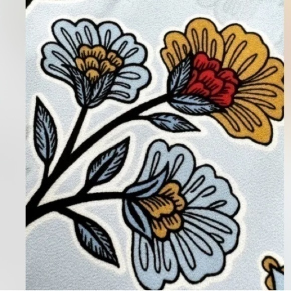 LOFT Light Blue Square Neck Botanical Floral Short Sleeve Blouse - Picture 8 of 10